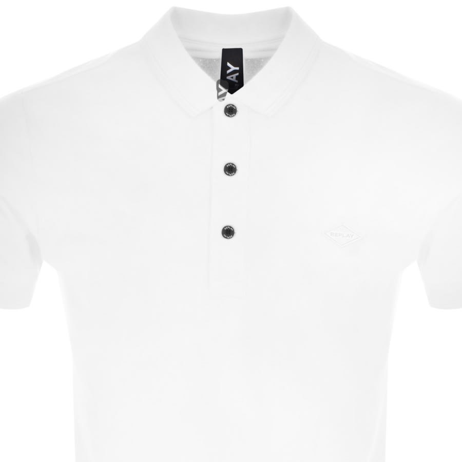 Alternative Image for ProductReplay Short Sleeved Logo Polo T Shirt White2